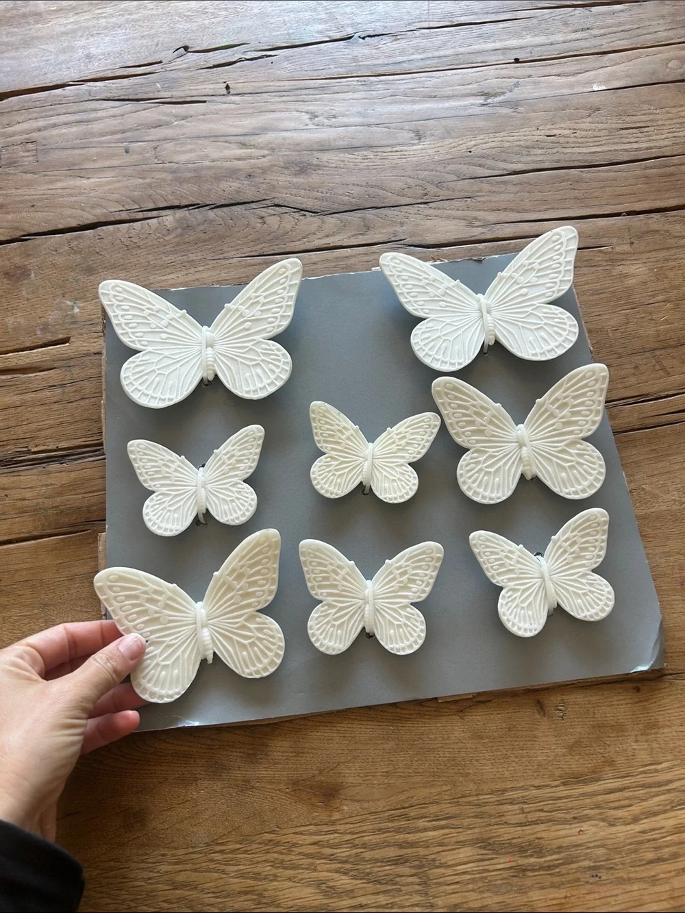 White Ceramic Butterfly Wall Decor - Set of 9